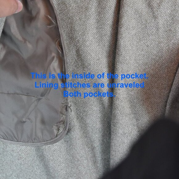 *Pocket Flaw* Elizabeth and James Herringbone Belted Coat  Size S - Picture 10 of 10